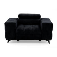 SESSEL PUDDING mit verstellbare Kopfstütze Velours Schwarz - Schwarz, Holz/Textil (140/93/100cm) - Muffo