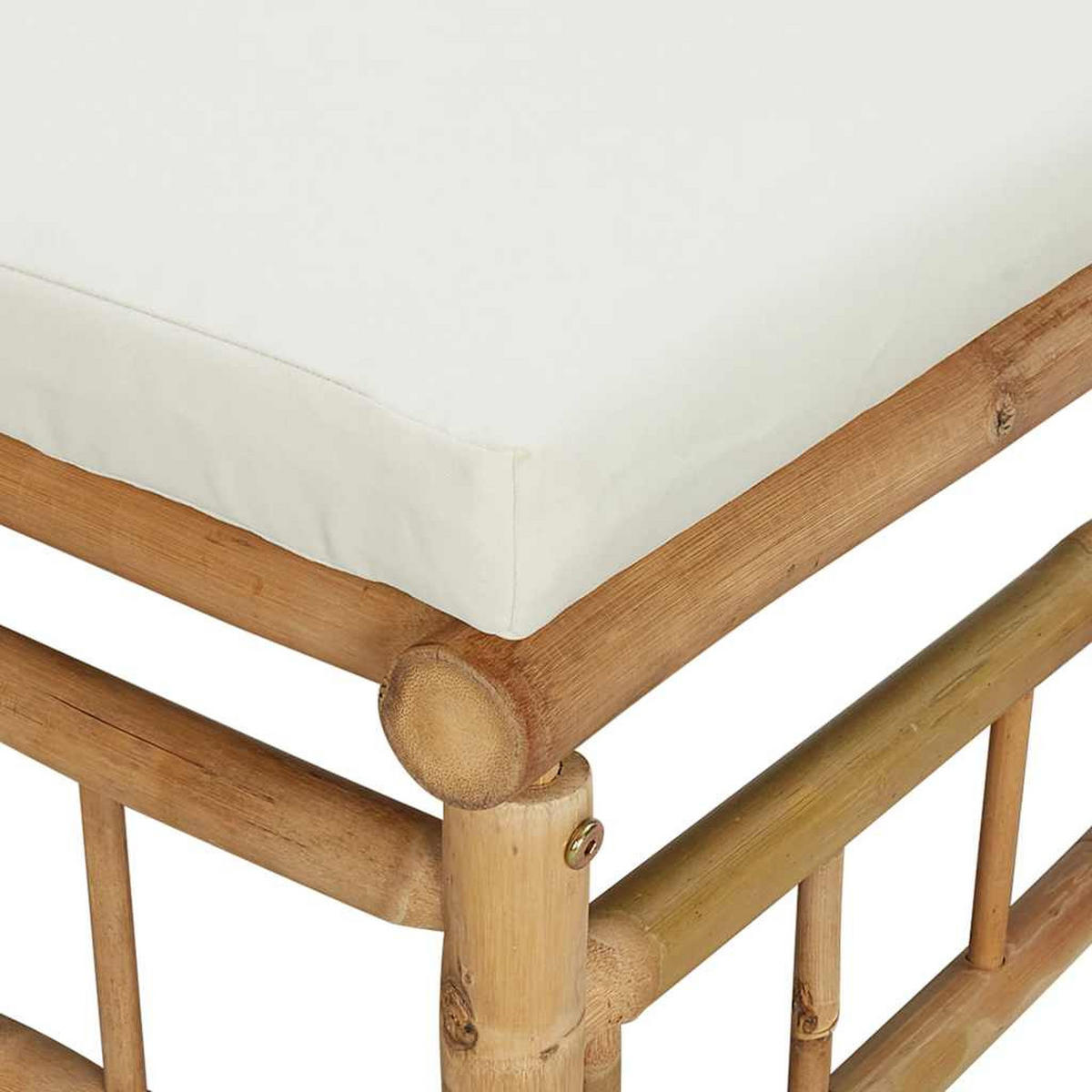 GARTEN-LOUNGE-SET 2-TLG. Mit Cremeweissen Kissen Bambus - Creme, Naturmaterialen (69/65/55cm) - vidaXL
