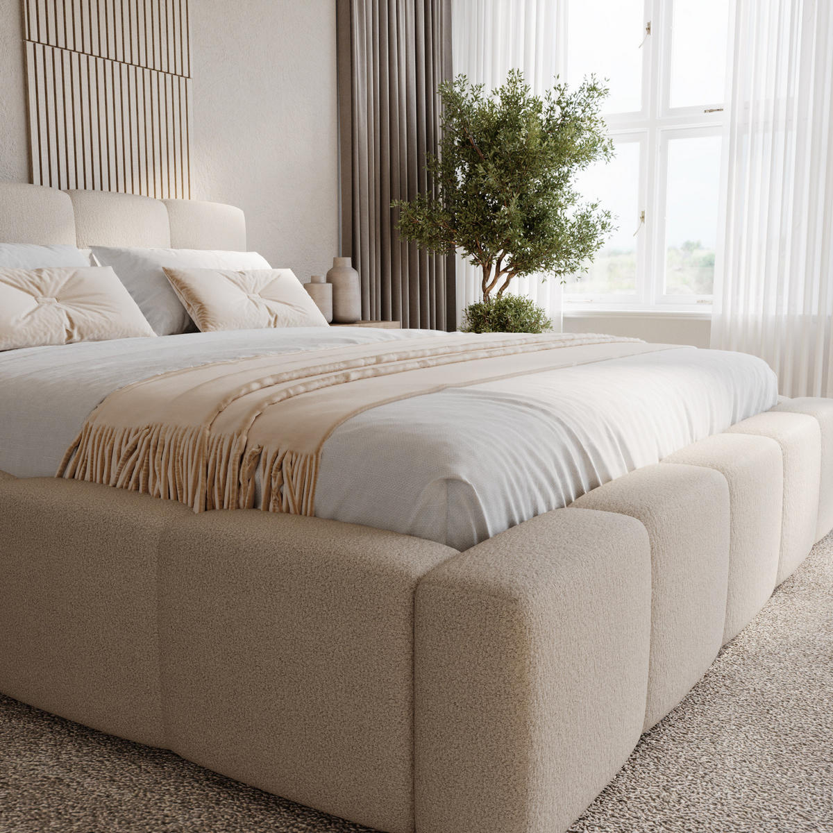 POLSTERBETT mit Bettkasten LARAS 160x200 Creme - Creme, Holzwerkstoff (160/200cm) - Compleo24