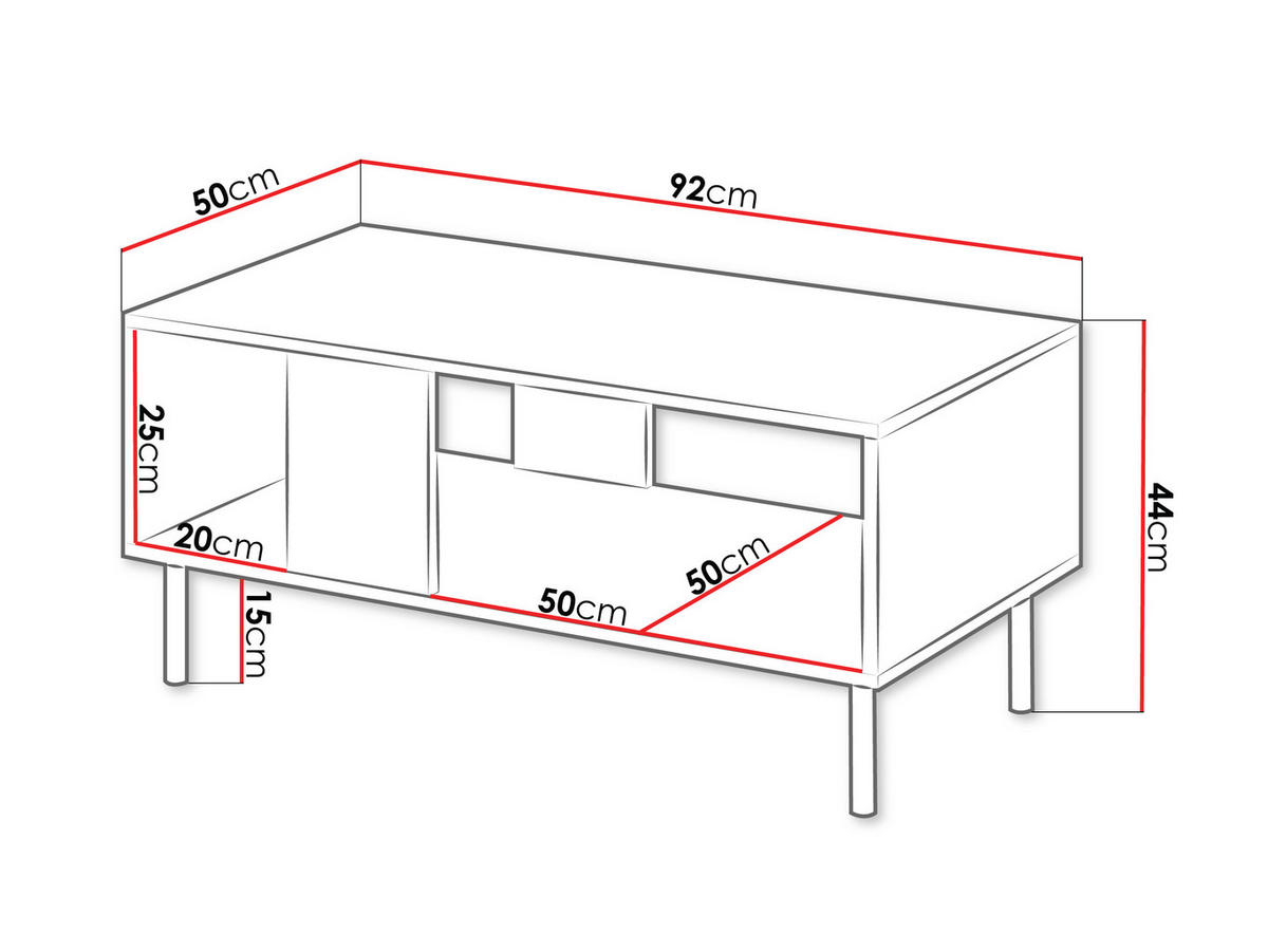 COUCHTISCH Aruba 92 - Naturfarben, Holzwerkstoff (50/92/44cm) - MIRJAN24