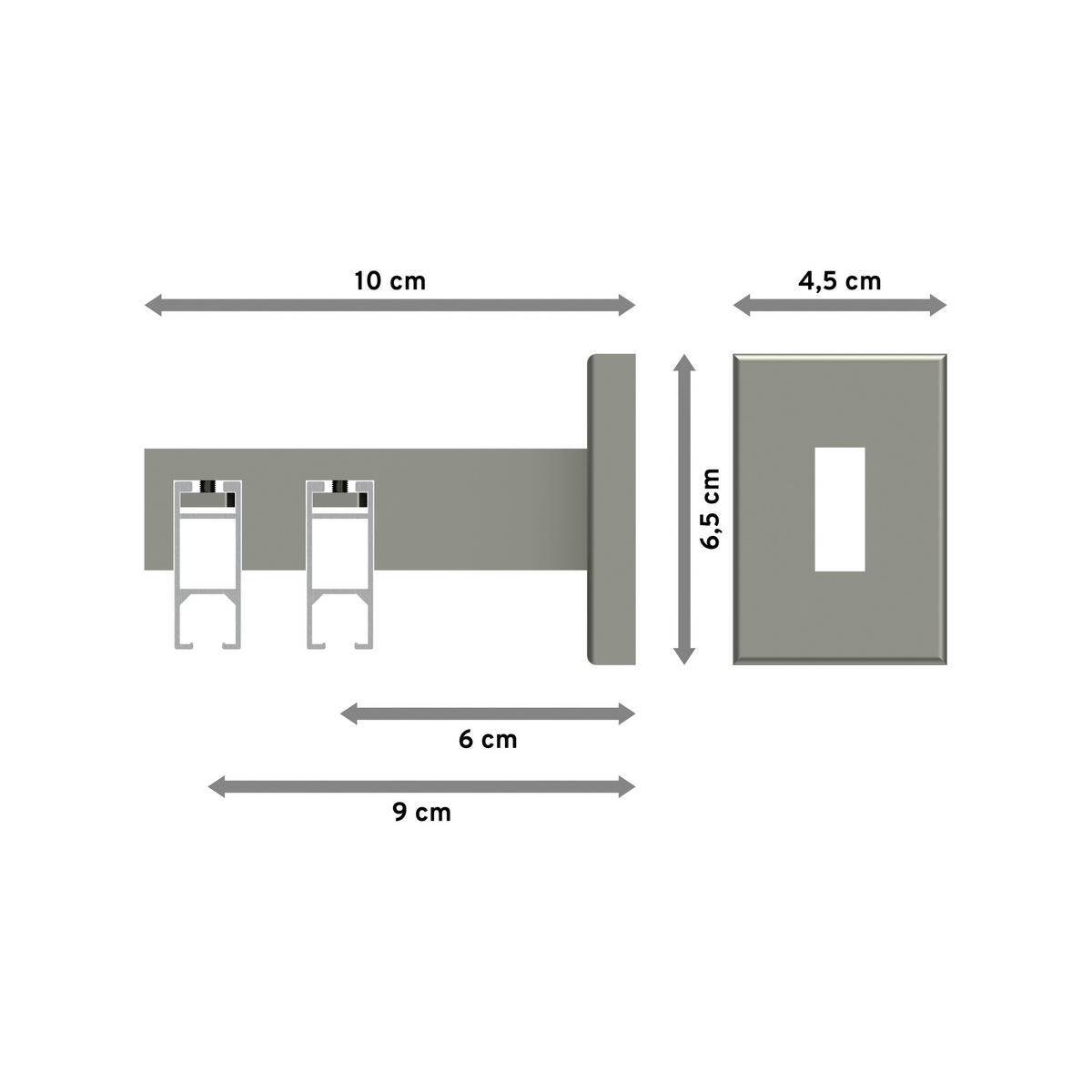 INNENLAUF-GARDINENSTANGEN-SET Smartline Paxo 320 cm (geteilt in 2 x 160 cm), 2-läufig, 14x35 mm Edelstahl-Optik - Edelstahlfarben, Metall (320cm) - INTERDECO