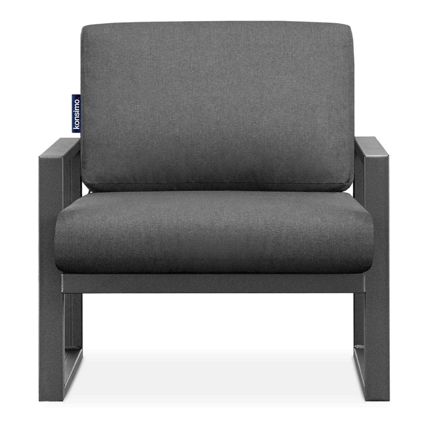 GARTENSESSEL FRENA ,Anthrazit|Grau - Anthrazit/Grau, Textil/Metall (70/65/60cm) - KONSIMO®
