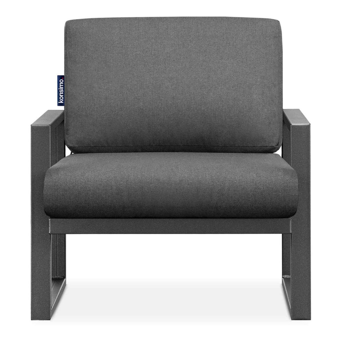GARTENSESSEL FRENA ,Anthrazit|Grau - Anthrazit/Grau, Textil/Metall (70/65/60cm) - KONSIMO®