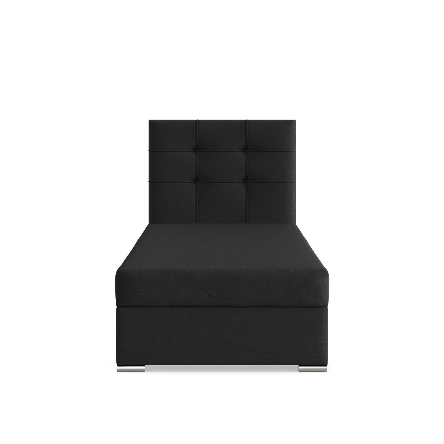 BOXBETT MIT KOPFTEIL 90x200 ELDA, Schwarz - Schwarz, Textil (90/200cm) - Mebligo