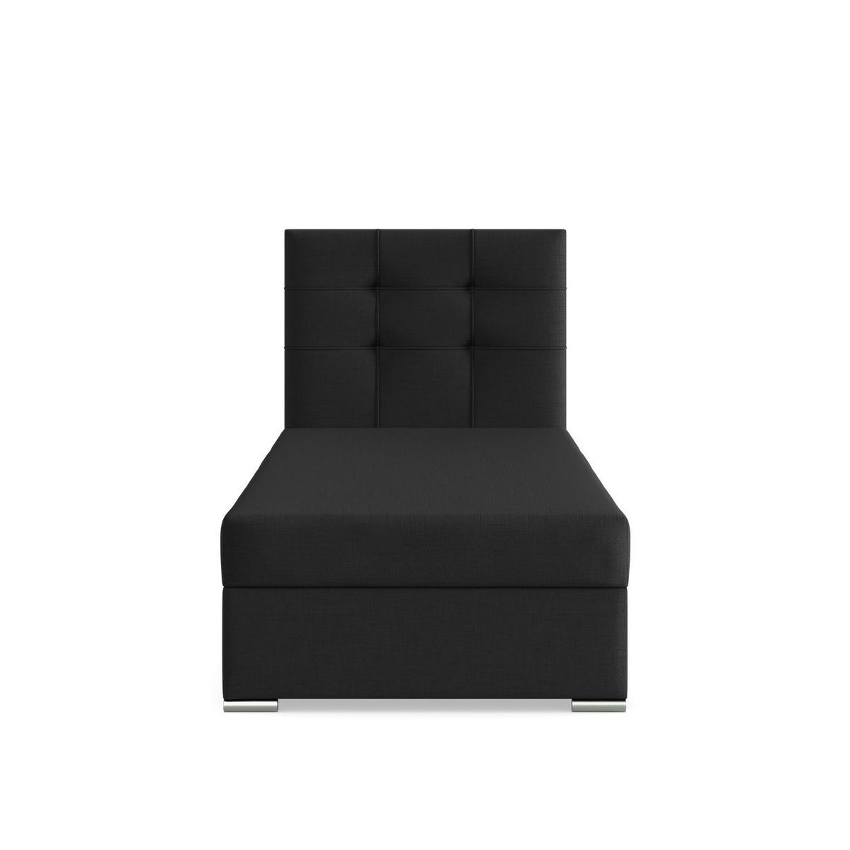 BOXBETT MIT KOPFTEIL 90x200 ELDA, Schwarz - Schwarz, Textil (90/200cm) - Mebligo