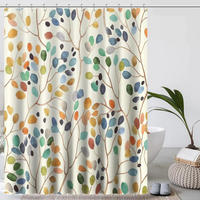 DUSCHVORHANG schimmelresistent Badewanne Beige waschbar Muster botanisch bunt Stoff Badezimmer - Multicolor, Textil (180/180cm) - MCBOSON