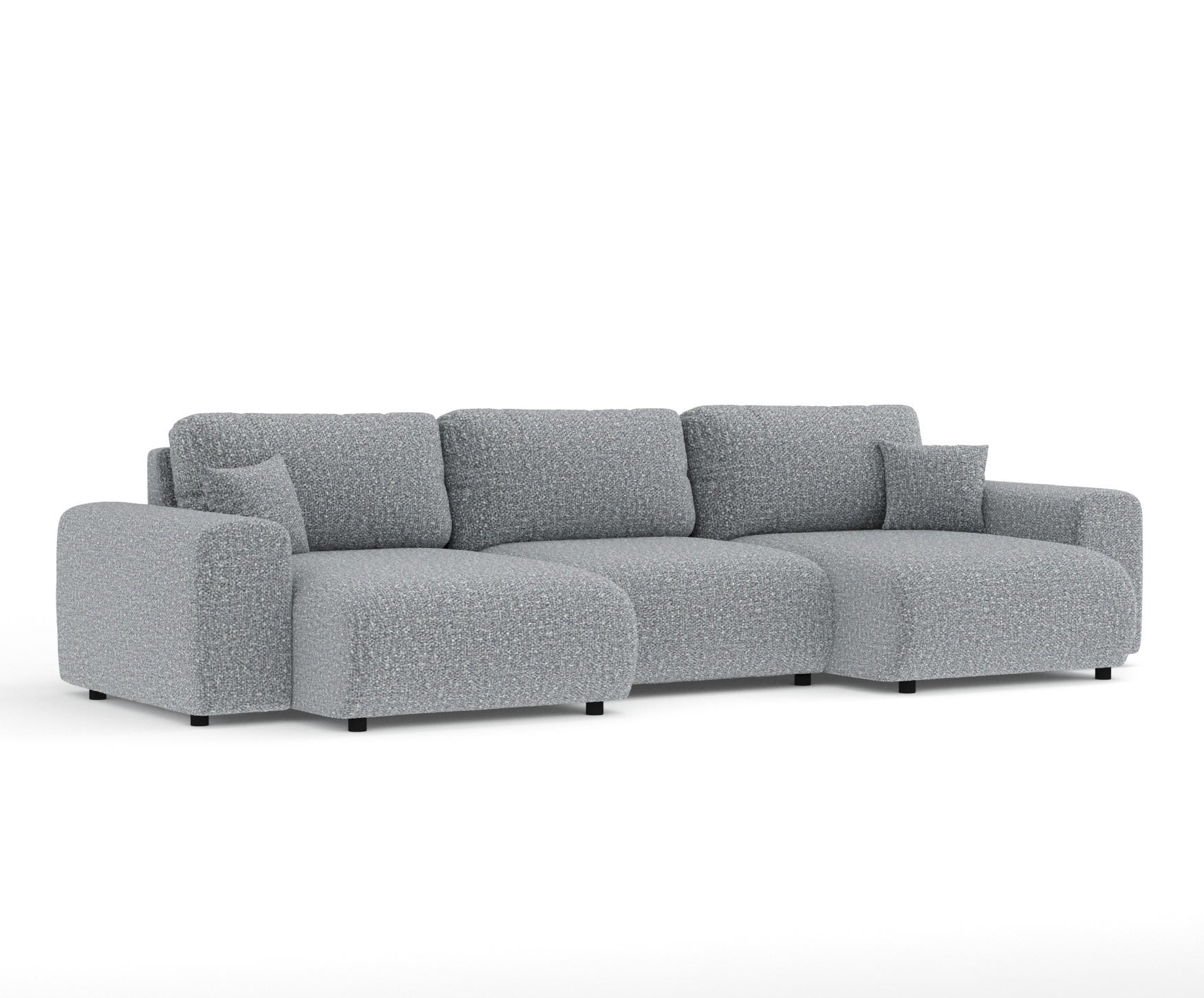 PANORAMASOFA Zanzibar Grau Plüschstoff - Schwarz/Grau, Holz/Holzwerkstoff (325/79/144cm) - Maison de Reve