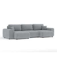 PANORAMASOFA Zanzibar Grau Plüschstoff - Schwarz/Grau, Holz/Holzwerkstoff (325/79/144cm) - Maison de Reve