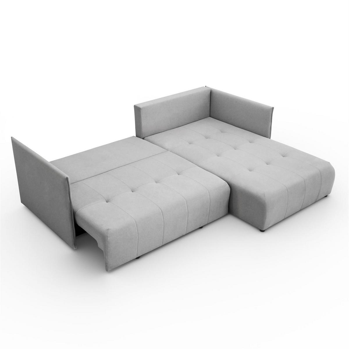 ECKSOFA APOLLO L mit Schlaffunktion und Bettkasten – rechte Seite - Grau, Textil (246/188cm) - Lookway