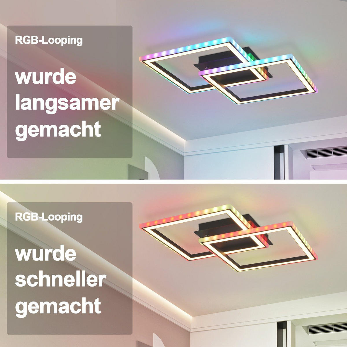 LED-DECKENLEUCHTE Wehrdorf 44.5/7.0/44.5 cm - Schwarz, Metall (44.5/44.5/7cm) - ZMH