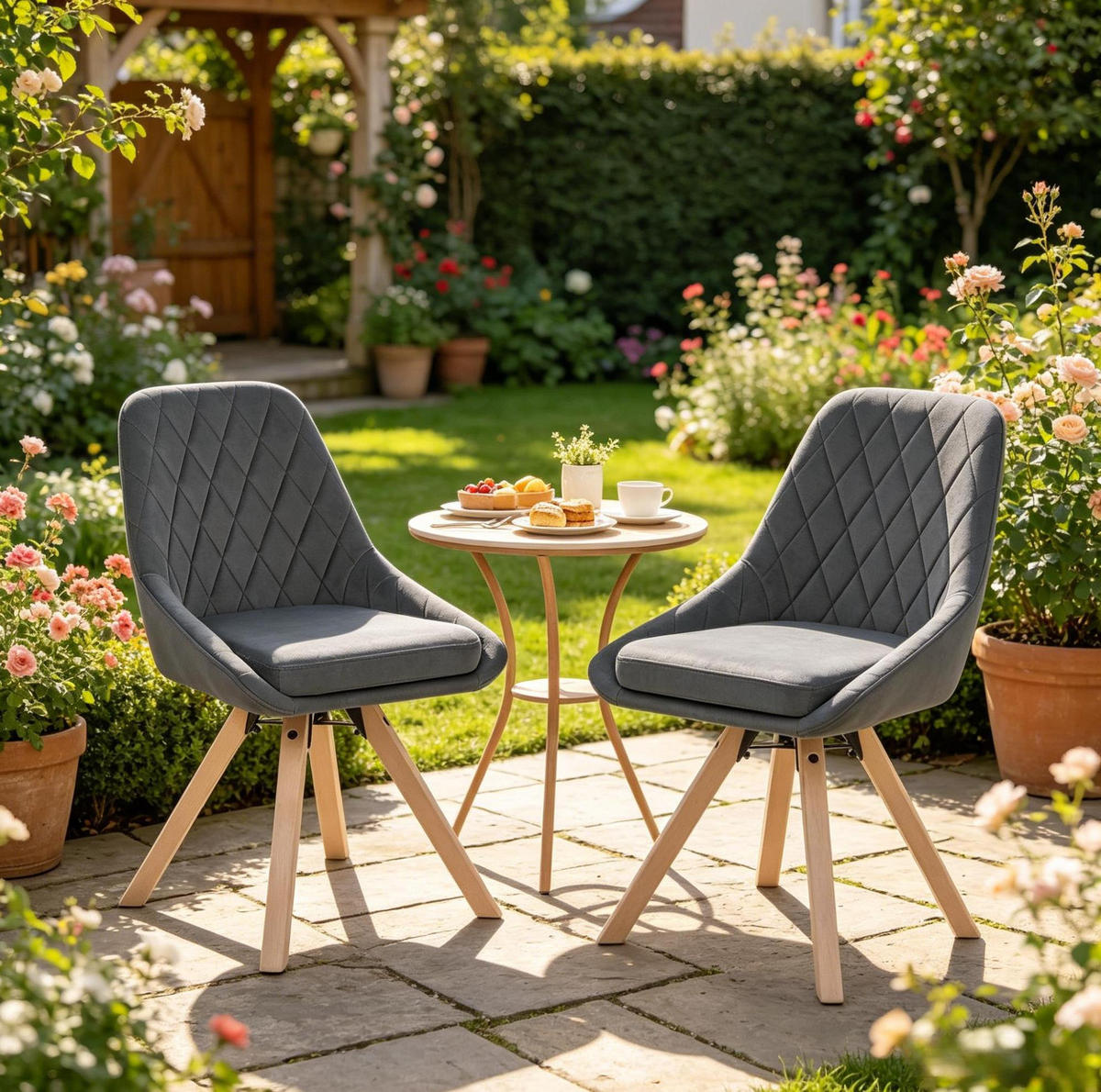ESSSTUHL 2er-Set 360° drehbar 41 x 40 x 84 cm Dark Gray Samt/Buchenholz - Dunkelgrau, Holz (40/84/41cm) - Meubliv