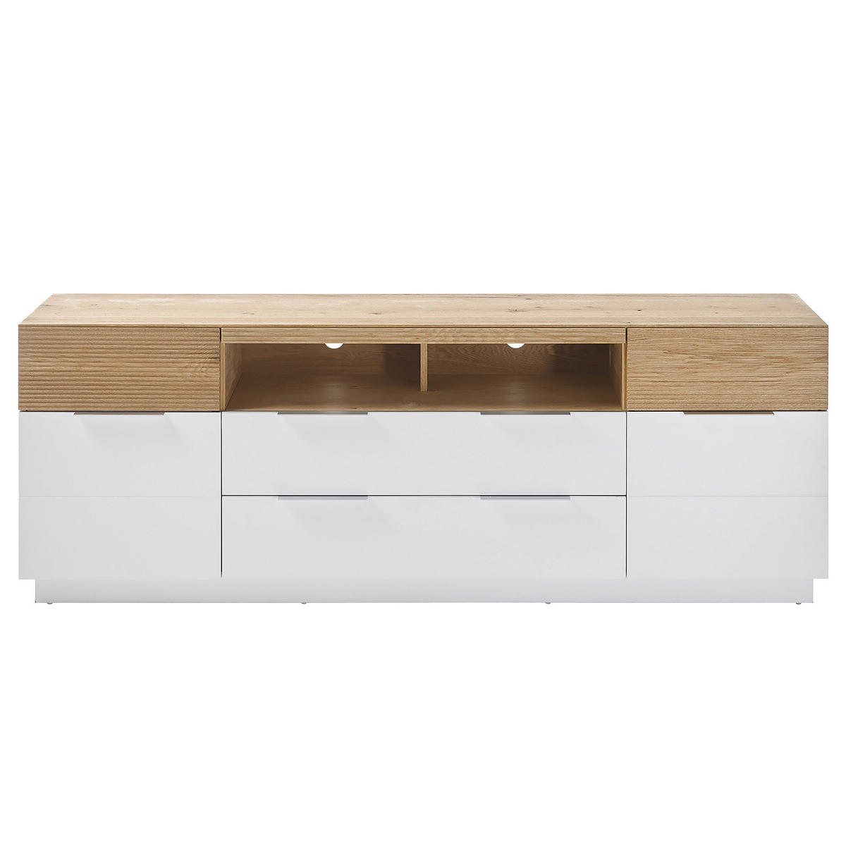 SIDEBOARD - Eiche / Weiß - Echtholzfurnier - Eichefarben/Weiß, Holz/Holzwerkstoff (182/63/40cm) - home24