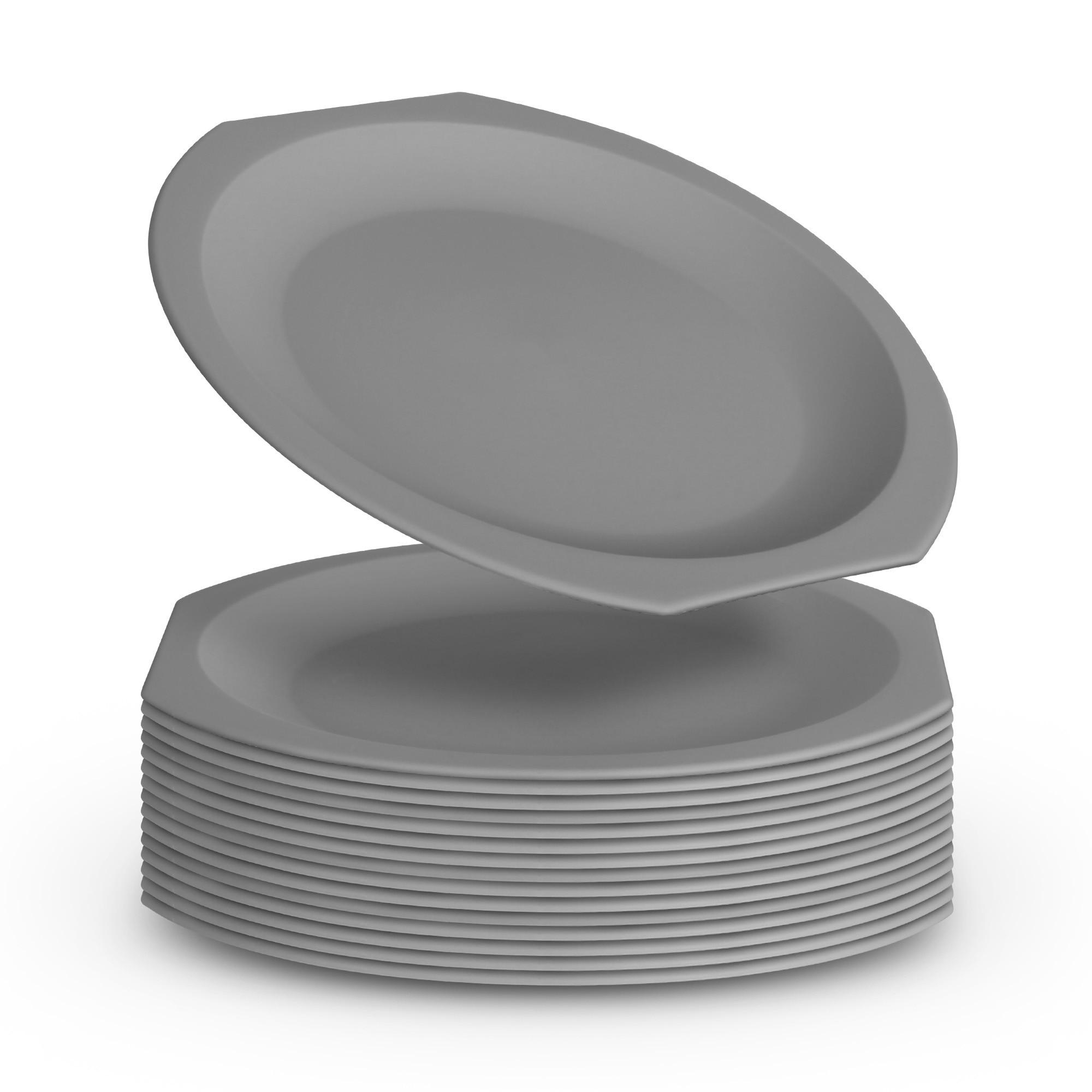 TELLERSET Kunststoff Ø23 cm Grau 16er-Pack - Grau, Kunststoff (23/1.2/23cm)