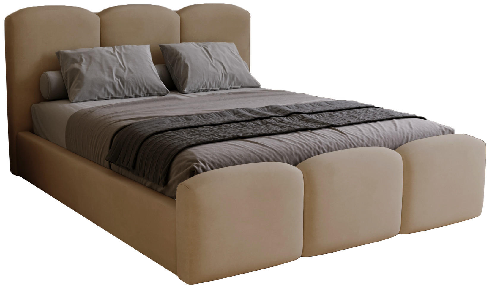 POLSTERBETT 160x200 cm Capri mit Bettkasten, Samt, Braun - Braun, Holz/Textil (160/200cm) - Emporius