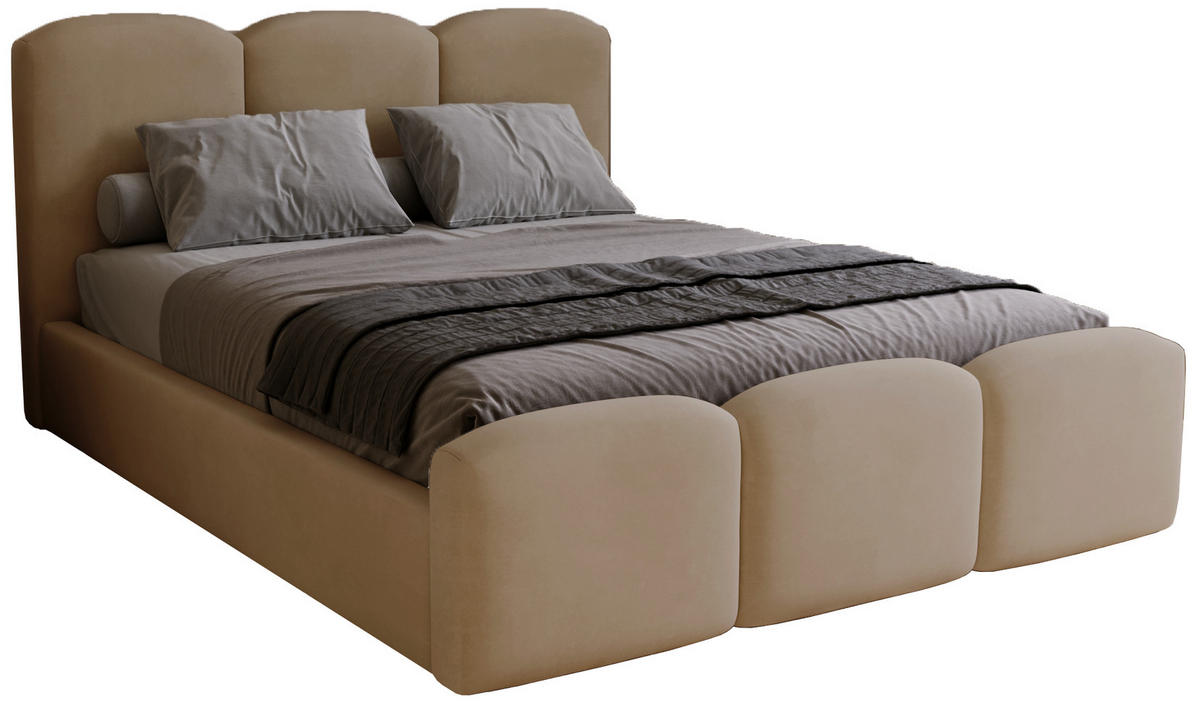 POLSTERBETT 160x200 cm Capri mit Bettkasten, Samt, Braun - Braun, Holz/Textil (160/200cm) - Emporius