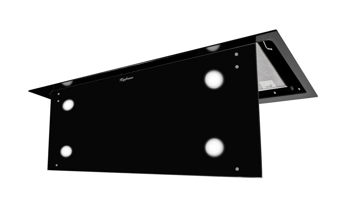 DECKENHAUBE Tegmento 90 BL, 90 cm, 850m³/ h, Schwarz Glas - Schwarz, Glas/Metall (90/39/60cm) - Kaufmann