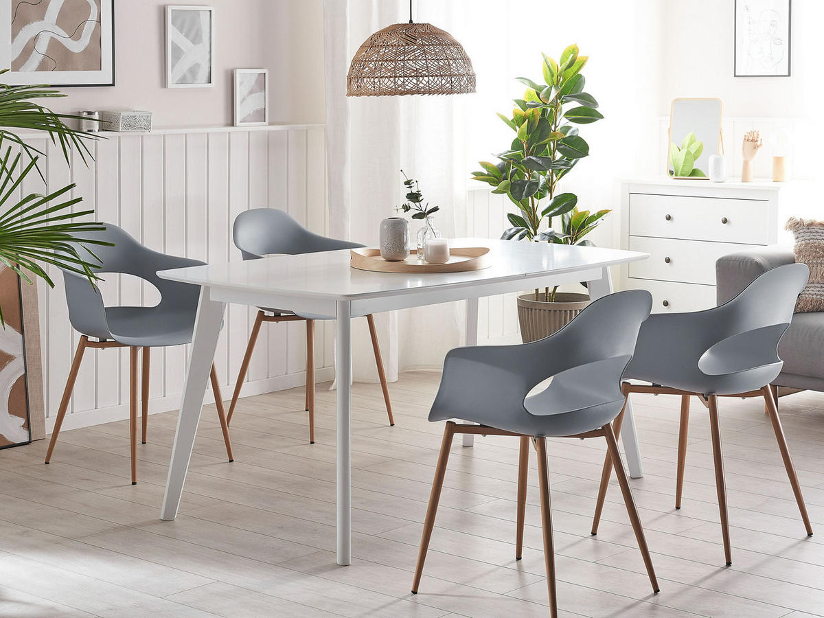ESSZIMMERSTUHL 2er-Set Kunststoff Grau Utica - Grau, Kunststoff/Metall (54/81/47cm) - Beliani