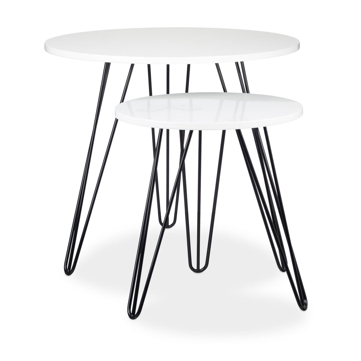 2XBEISTELLTISCH - Weiß, Holzwerkstoff/Metall (60/60/52cm) - Relaxdays