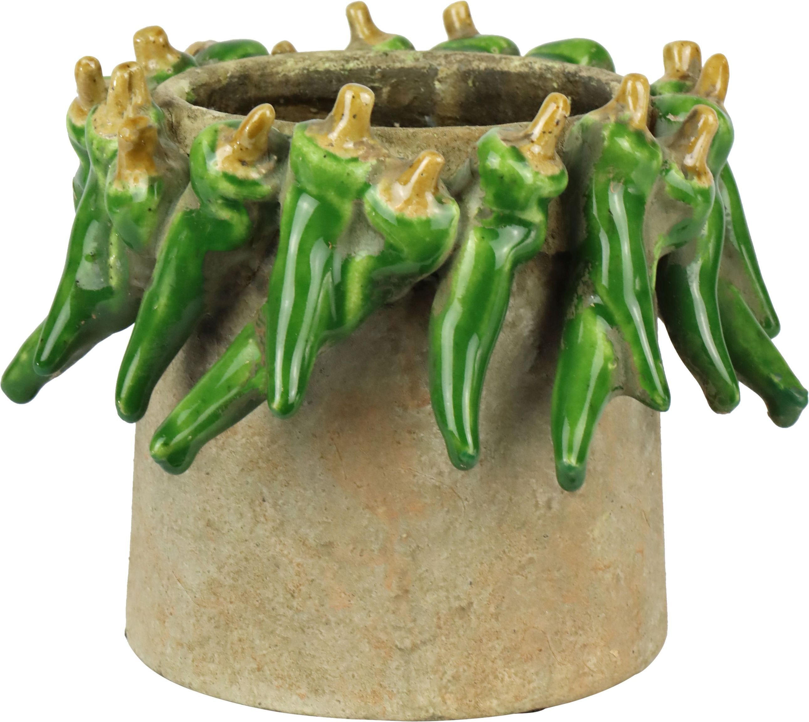 ÜBERTOPF Green Pepper - Grün, Keramik (21/17/21cm) - FURNARO