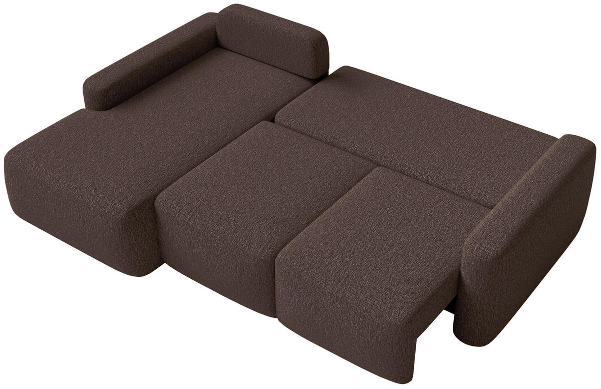 ECKSOFA Carnos Mini Braun Chenille - Schwarz/Braun, Kunststoff/Textil (238/164cm) - Selsey