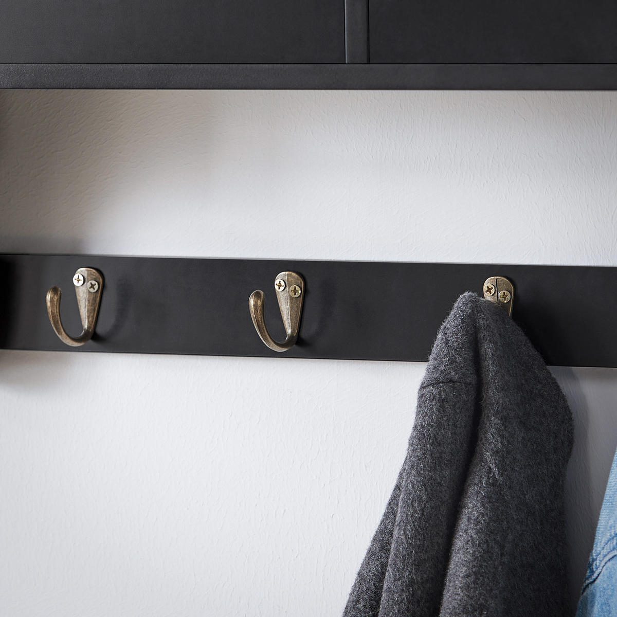 WANDGARDEROBE Schwarz - Schwarz, Holzwerkstoff (60/27/14cm) - SoBuy
