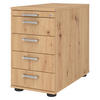 STANDCONTAINER - mit 4 Schubladen 80/42,8/72 cm in Wildeiche Chromgriff (Metall) - Wildeiche, Holzwerkstoff (42.8/72/80cm) - bümö