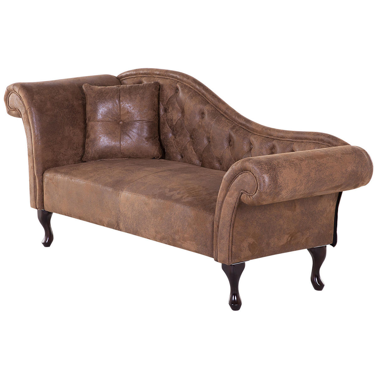 CHAISELONGUE Kunstleder hellbraun linksseitig Lattes - Braun, Kunststoff/Textil (188/87/59cm) - Beliani