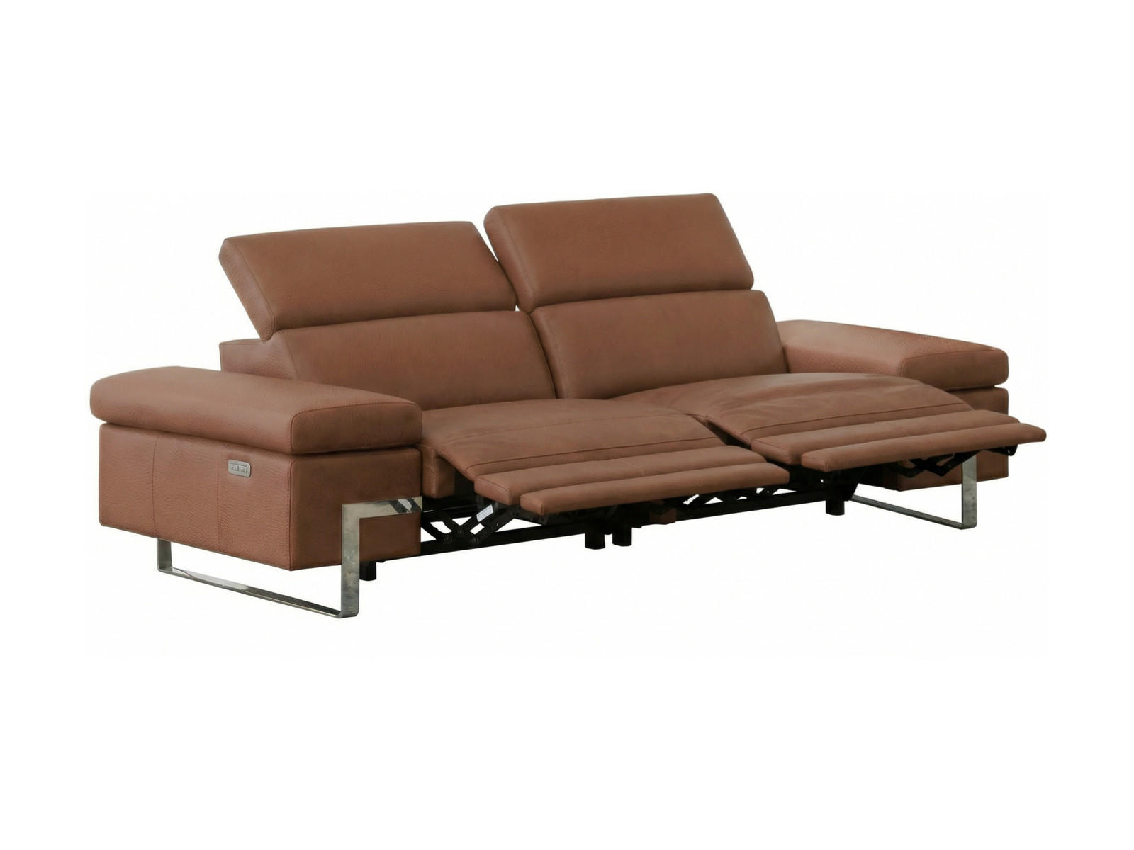 3-SITZER Sofa Opera Echtleder mit 2 x Relaxfunktion Cognacbraun - Cognac, Leder/Metall (223/75/109cm)