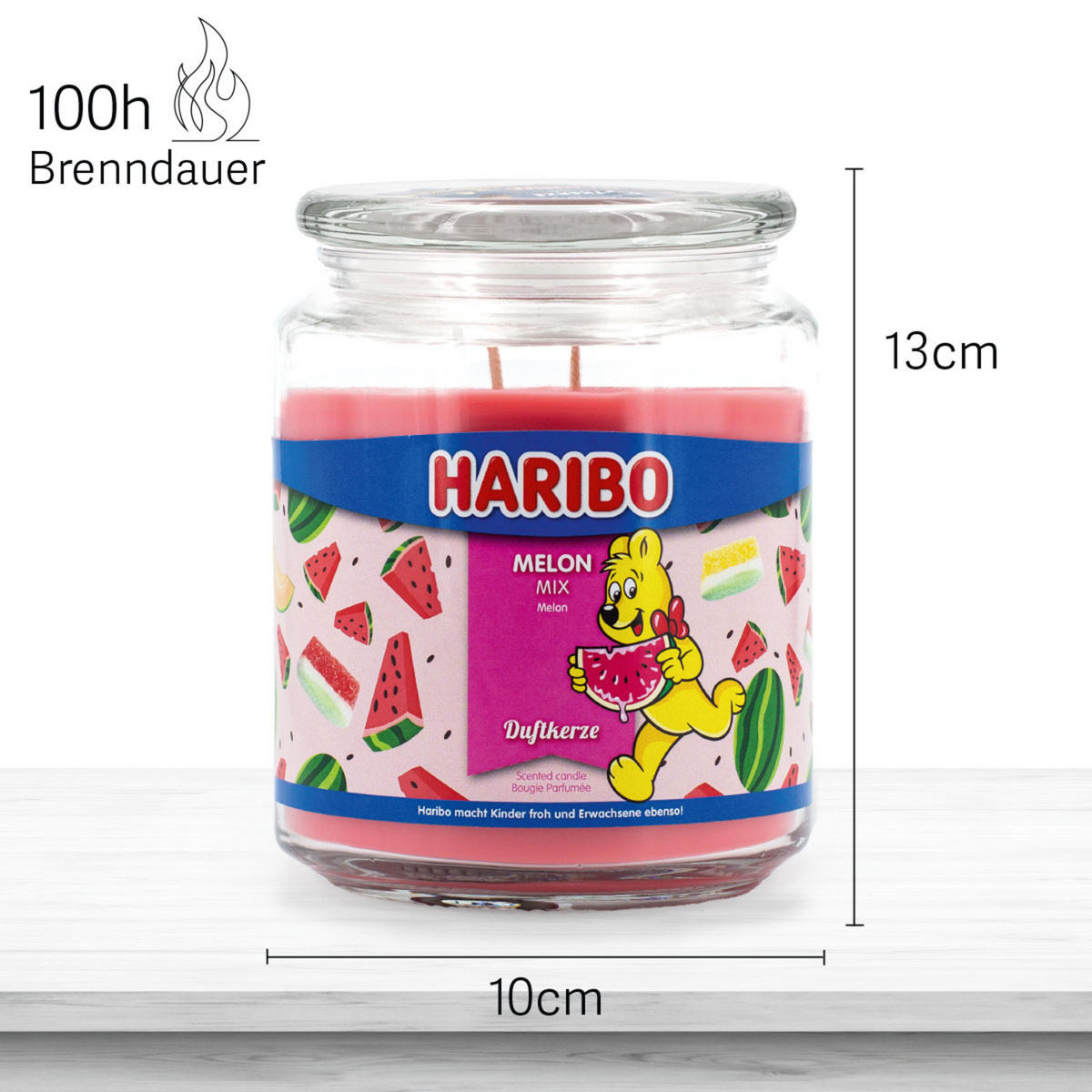 DUFTKERZE Haribo - Rot, Naturmaterialien/Glas (13cm)