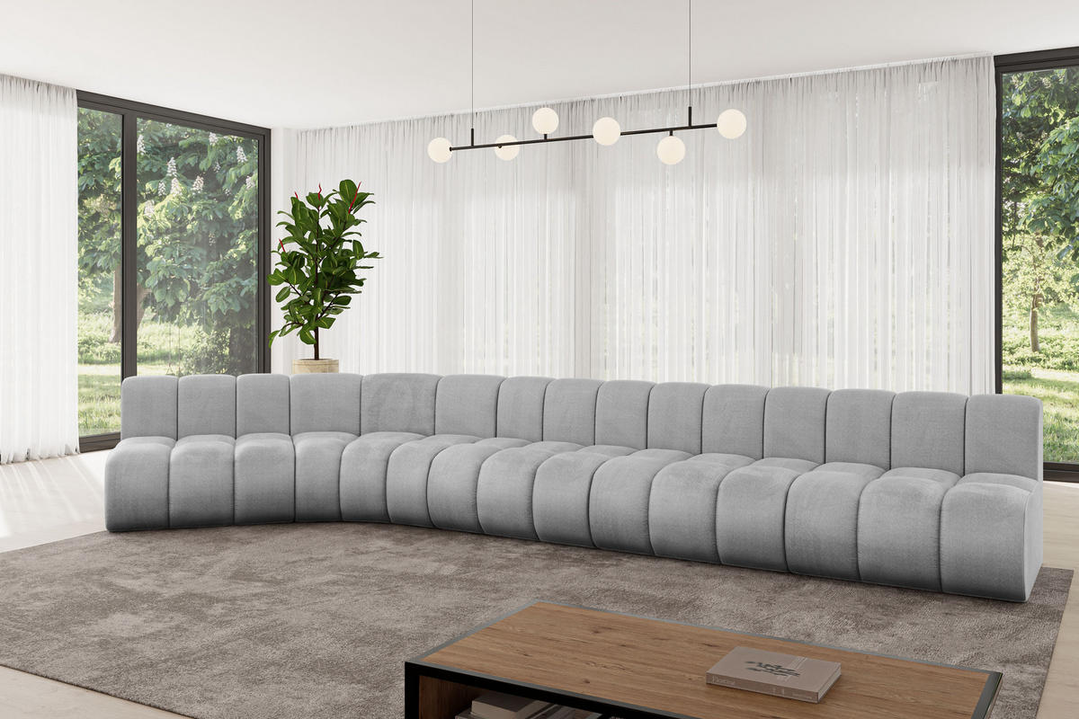 ECKSOFA modulares Sofa Montra-L3 - 472x174x70 cm Grau - Hellgrau, Holzwerkstoff/Textil (472/174cm) - ALTDECOR
