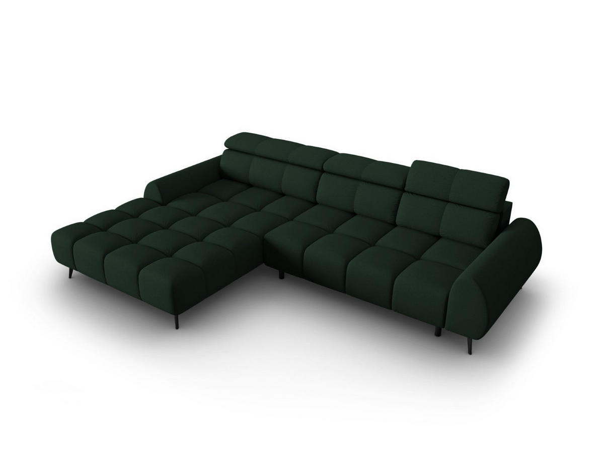 ELEKTRISCHES-ECKSOFA links Alyse aus strukturiertem Stoff dunkelgrün 5 Sitzplätze - Dunkelgrün, Textil (188/295cm) - Micadoni
