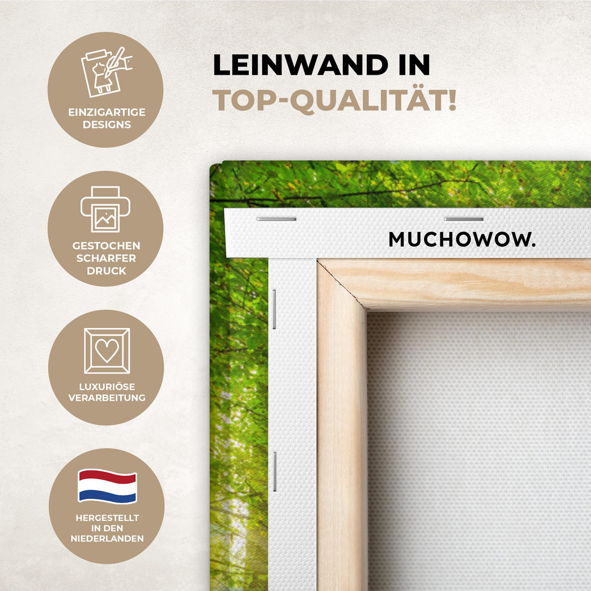 LEINWANDBILD Wald - Landschaft - Wasser - Bäume - Sonne - Grün - Natur 90x90 cm - Grün, Textil (90/90cm) - MuchoWow