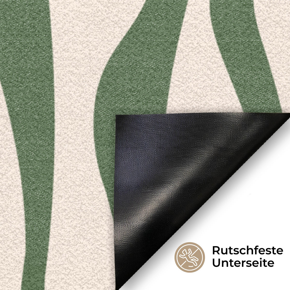 FUSSMATTE Wellenlinien - Beige - Grün - Streifen - Abstrakt Fußabtreter 60x40 cm - Dunkelgrün, Kunststoff (60/0.4cm) - MuchoWow
