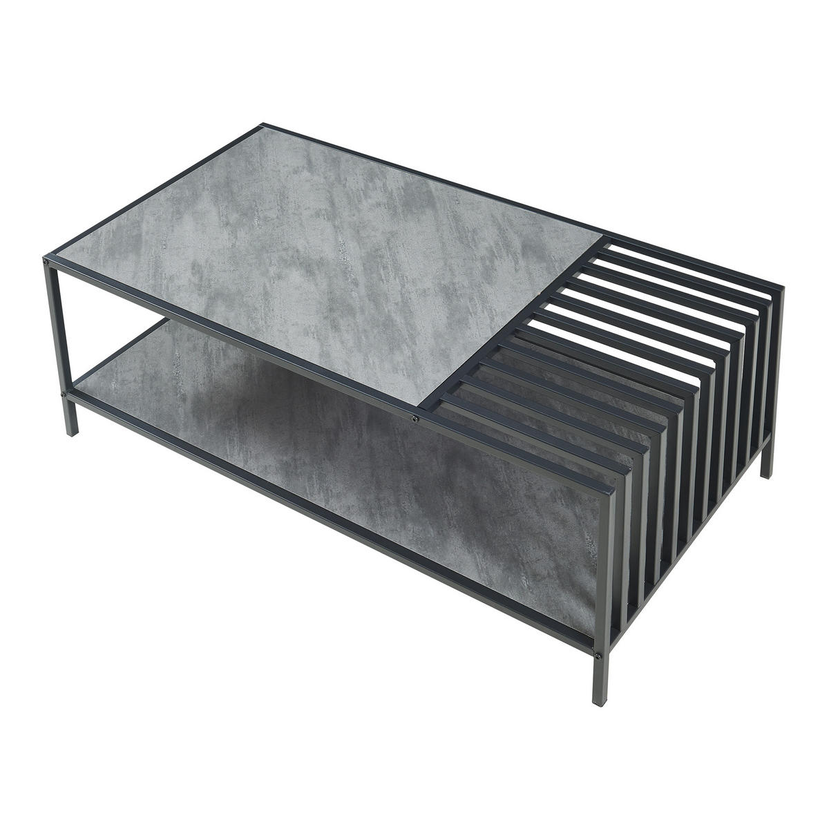 COUCHTISCH Pärghos 120/60/45 cm - Schwarz/Grau, Holzwerkstoff/Metall (60/120/45cm) - [en.casa]