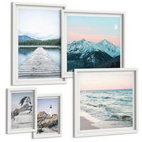 BILDER SET 5er Set - 50x50 cm & 20x30 cm & 40x60 cm Weißer Rahmen - Landschaften europäischer Städte - Weiß, Kunststoff (40/60cm) - TULUP