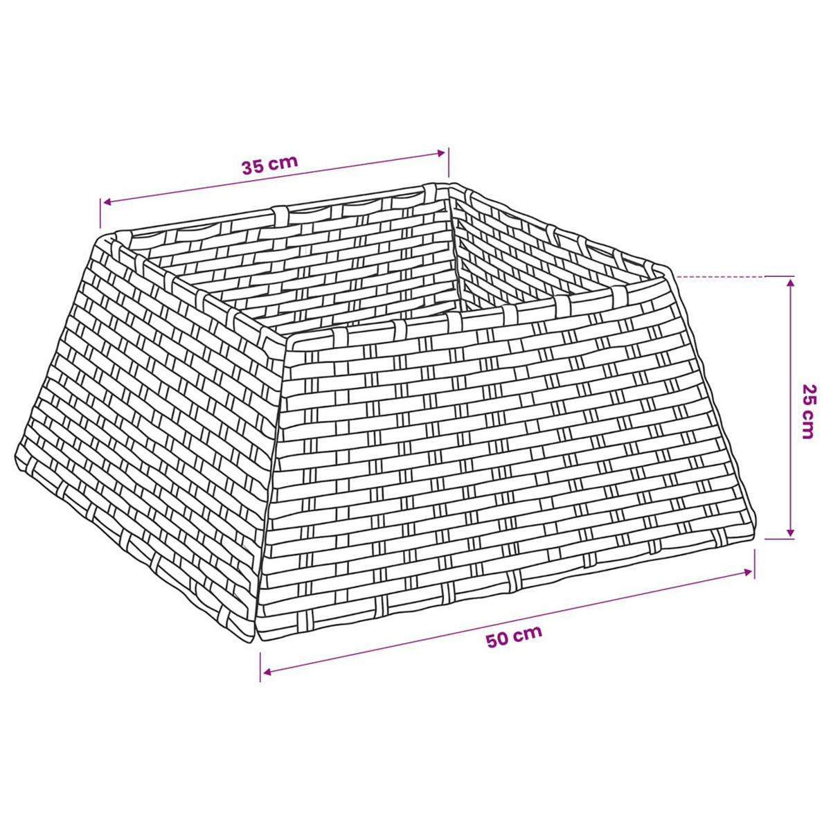 WEIHNACHTSBAUMKRAGEN 50/50/25 cm Braun Poly-Rattan - Braun, Holzwerkstoff (50/25/50cm) - vidaXL