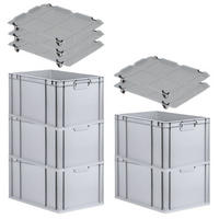 EUROBOX 5x Nextgen Economy Mit Auflagedeckel Grau/Schwarz Griffe Geschlossen - Schwarz, Kunststoff (40/32/60cm) - PROREGAL
