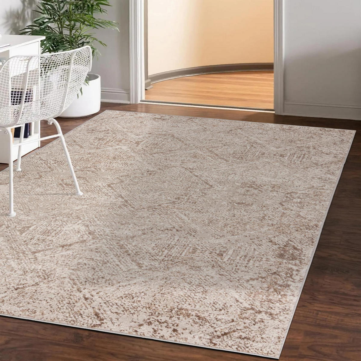 TEPPICH Beige Creme abstrakt - 120 x 170 cm - Ecru/Beige, Textil (120/170cm) - Mazovia