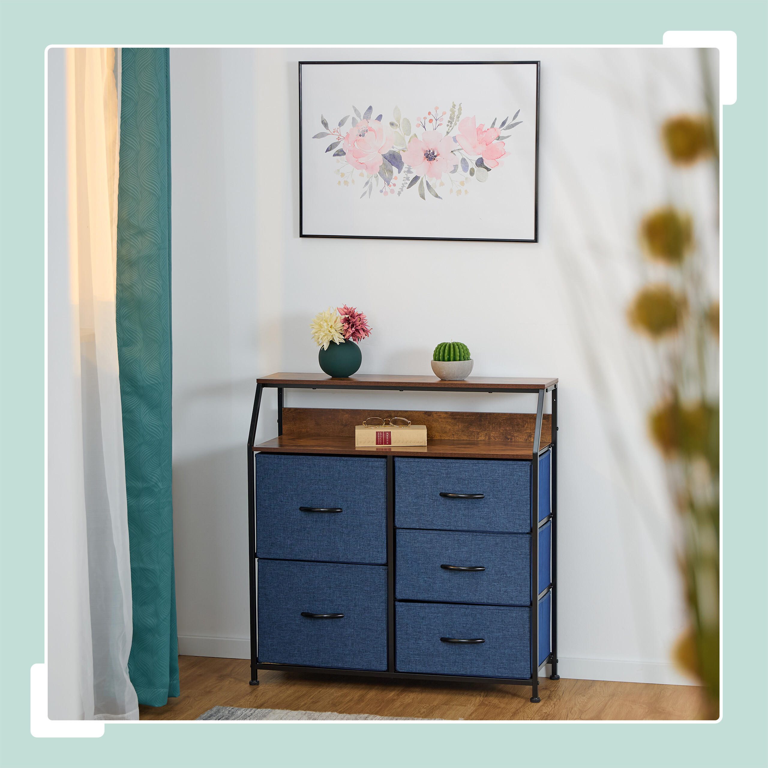 KOMMODE - Multicolor/Schwarz, Holz/Holzwerkstoff (84/87/30cm) - Relaxdays