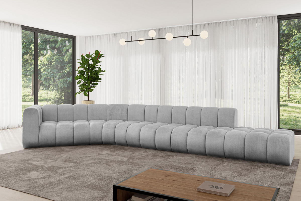 ECKSOFA modulares Sofa Tilmo-L2 - 490x194x70 cm Grau - Hellgrau, Holzwerkstoff/Textil (490/194cm) - ALTDECOR