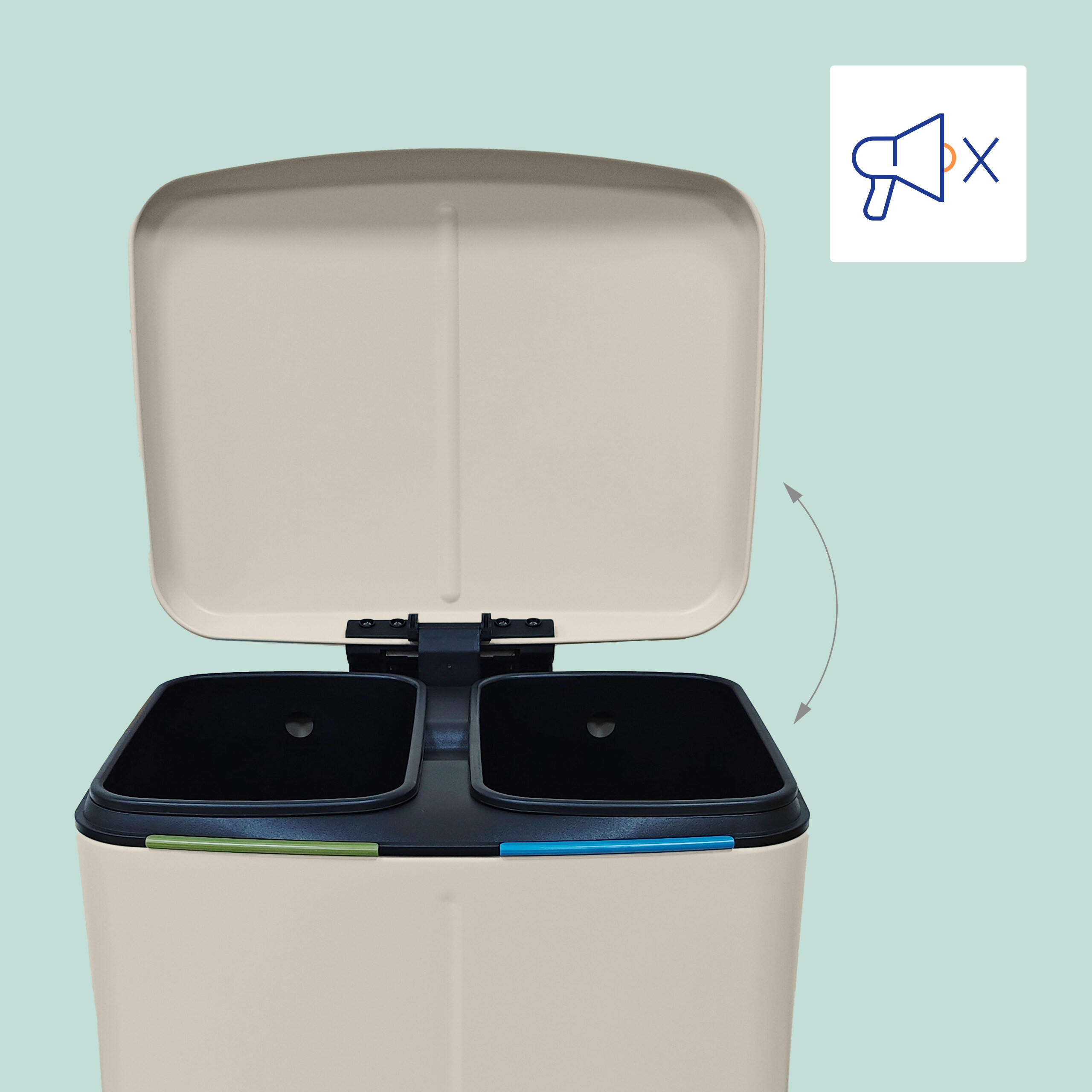 MÜLLEIMER - Beige, Kunststoff/Metall (44.5/60/41cm) - Relaxdays