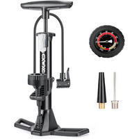 FAHRRADPUMPE mit Manometer für alle Ventile - Schwarz, Metall (8.2/44/21cm)
