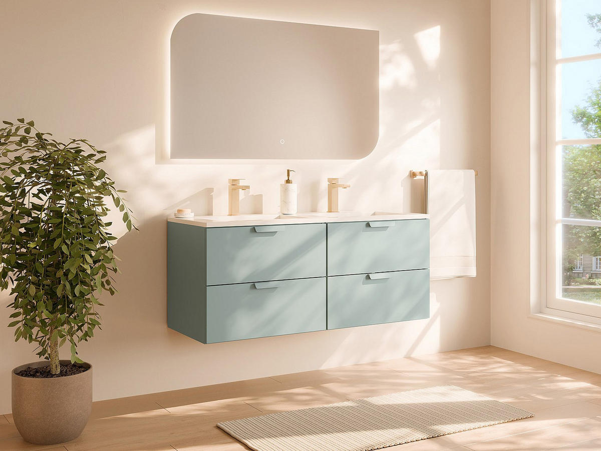 WASCHBECKENUNTERSCHRANK - 120 cm x 46 cm - holz - mandelgrün Avoreli - Grün, Holz (120/50/46cm) - Vente-Unique