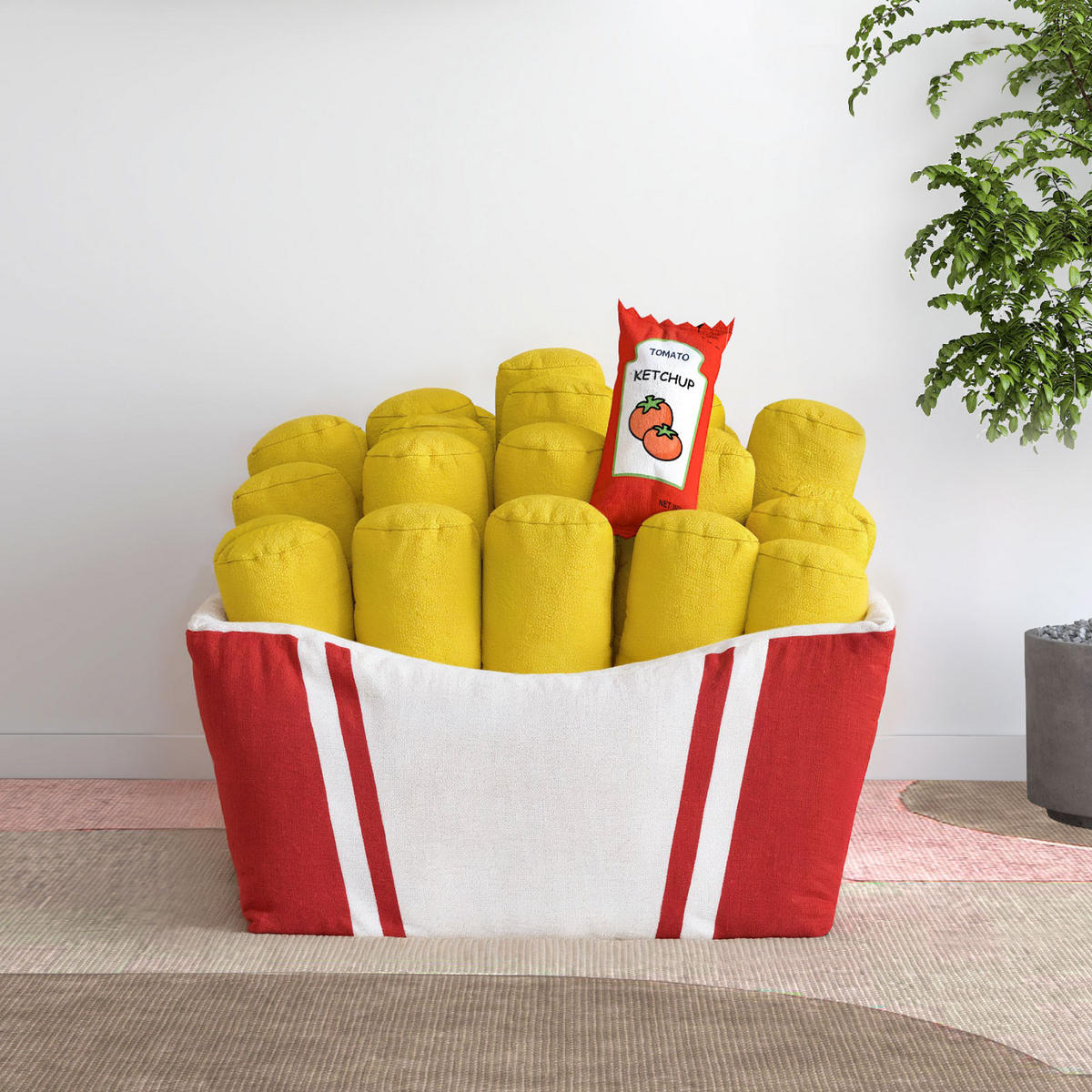 SITZSACK Pommes mit herausnehmbaren Kissen - Gelb/Rot, Textil (72/45/80cm) - Vercart