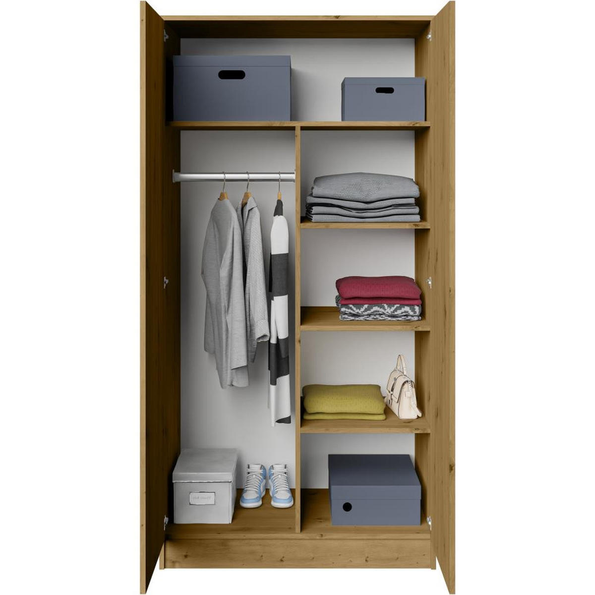 DREHTÜRENSCHRANK Look 90/180/50 cm 2-türig eiche artisan - Eiche Artisan, Holzwerkstoff (90/180/50cm) - Beautysofa