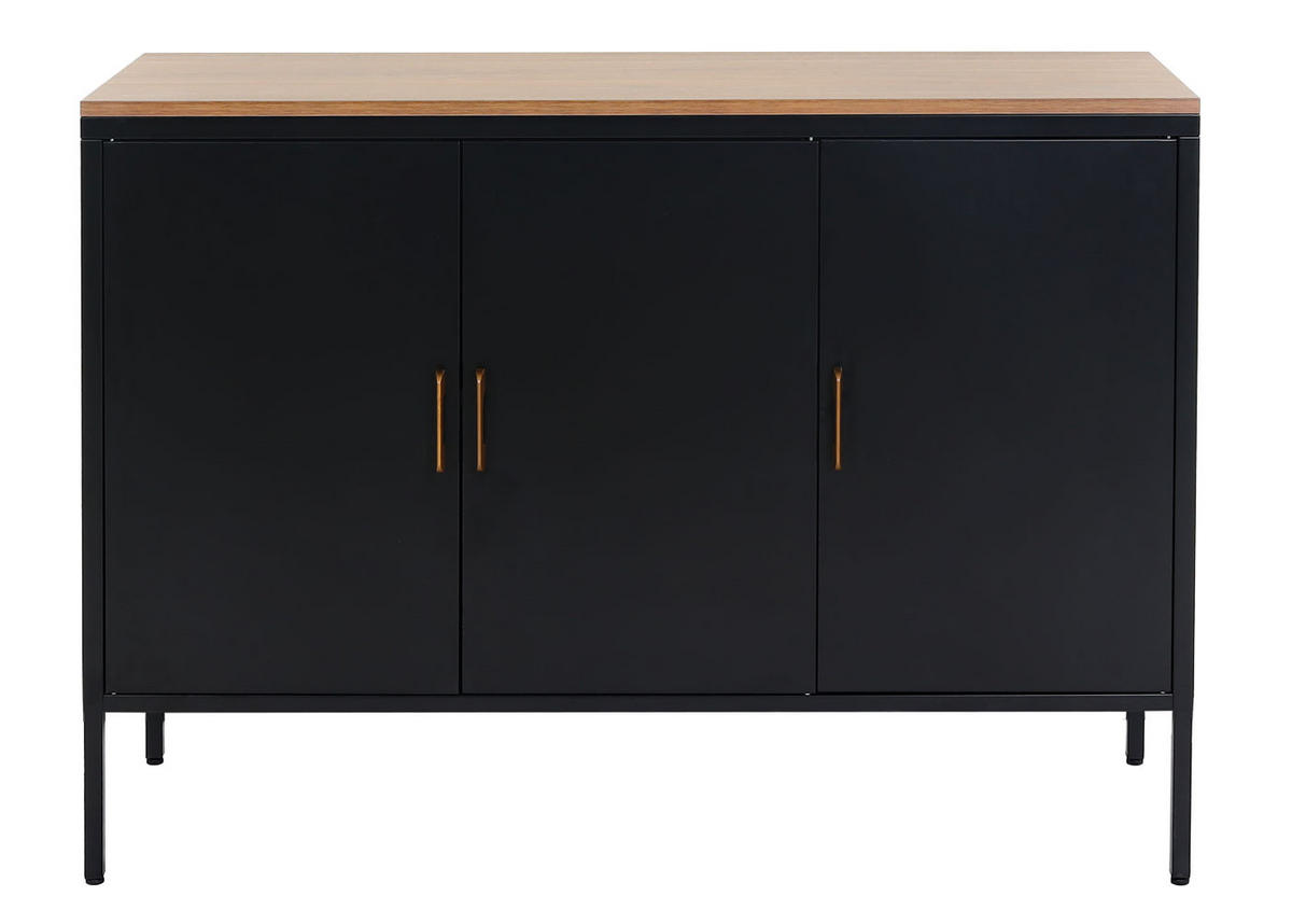 KOMMODE -3 Schwarz - Schwarz, Metall (120/90/40cm) - MCW
