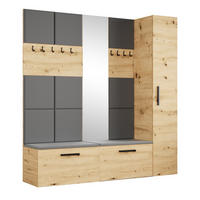 GARDEROBENSCHRANK MODULO 201,2/204/40 cm Modern Garderobe-Set Eiche Artisan - Eiche Artisan/Grau, Holzwerkstoff (201.2/204/40cm) - MASSENO