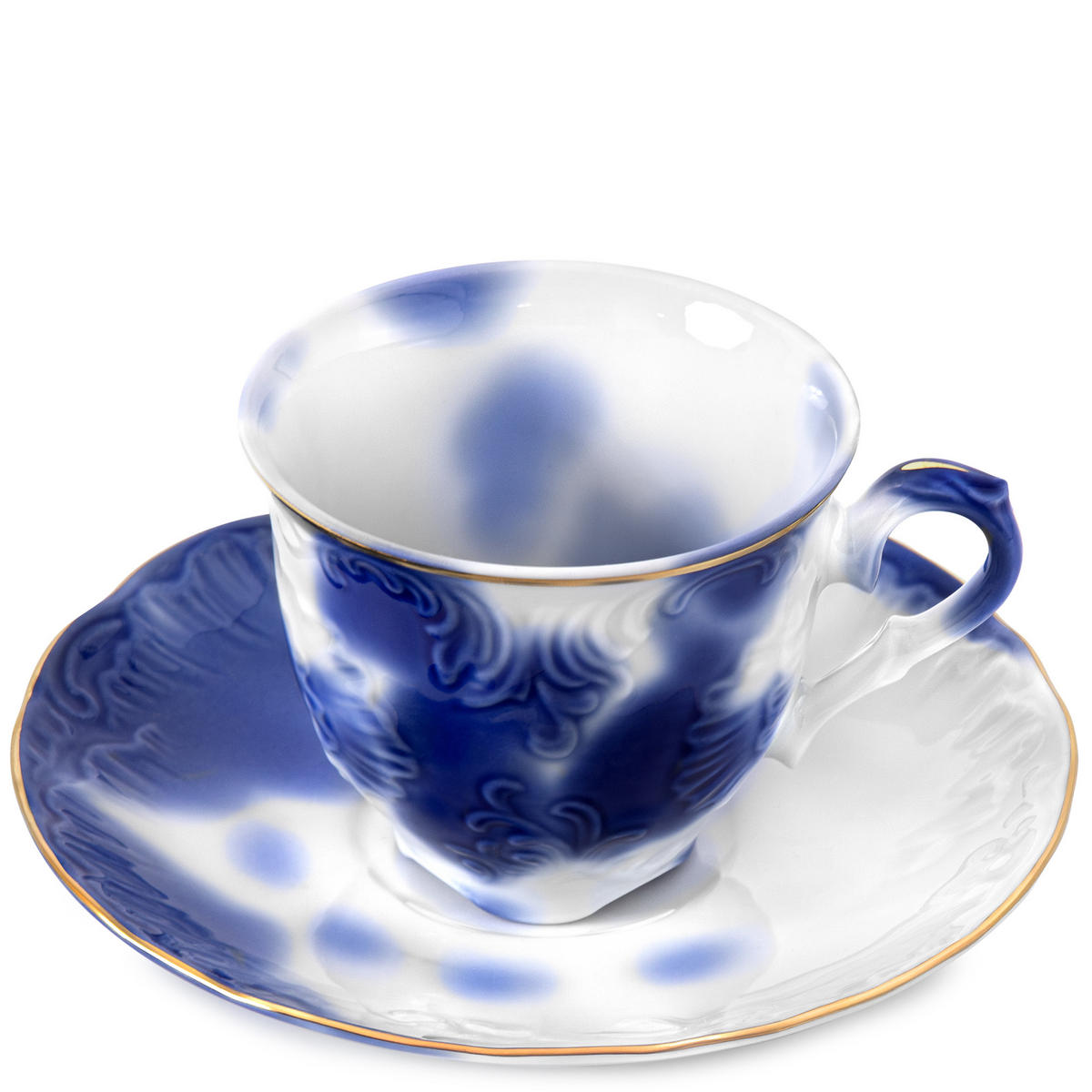 KAFFESERVICE CMIELOW ROCOCO Kaffetassen-Set - Blau/Weiß, Keramik (12.5/6/12.5cm) - KONSIMO®