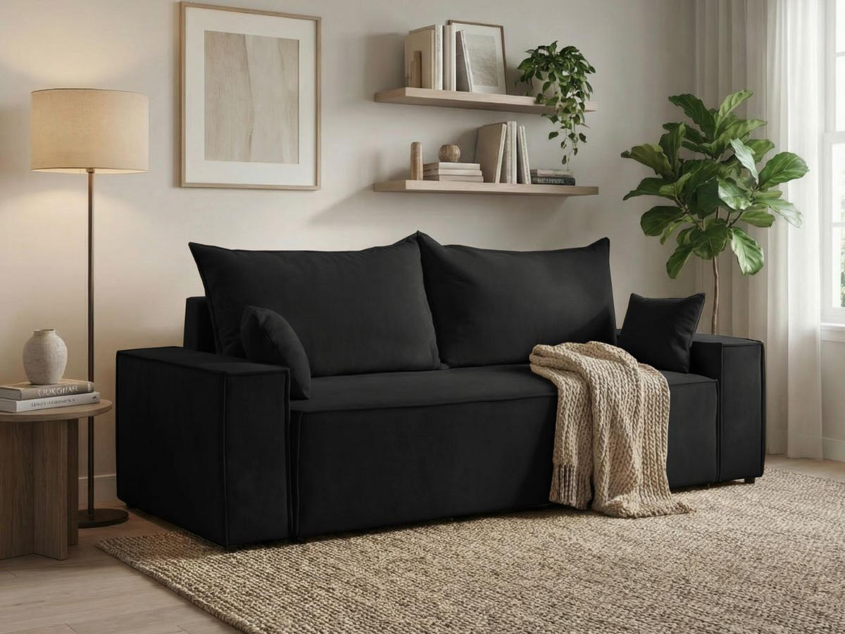 SOFA 230/90/70 Schwarz Sivra - Schwarz, Kunststoff/Textil (230/70/90cm) - Graingold