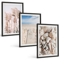BILDER SET 3er Set - 40x60 cm Schwarzer Rahmen - Strandmuscheln Seegras - Schwarz, Kunststoff (40/60cm) - TULUP